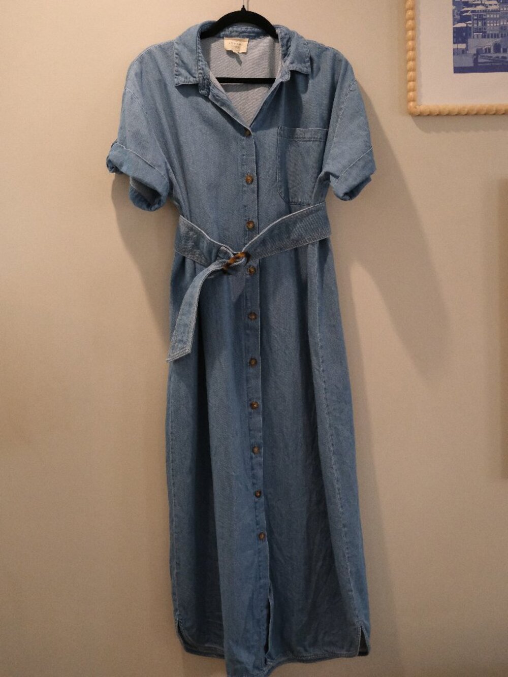 Sezane Dora Dress Denim Blue Midi Size 40 US 8 - Picture 2 of 8